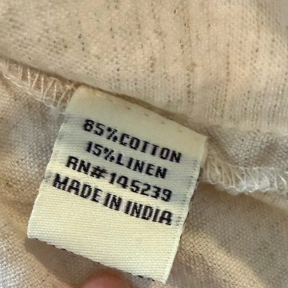 Women's Cream Oatmeal Cotton/Linen Blend Puff Sleeve Top - Picture 5 of 5